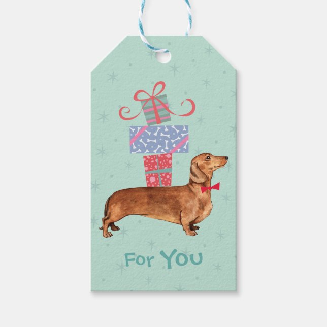 Étiquettes-cadeau Anniversaire présente Dachshund (Devant)