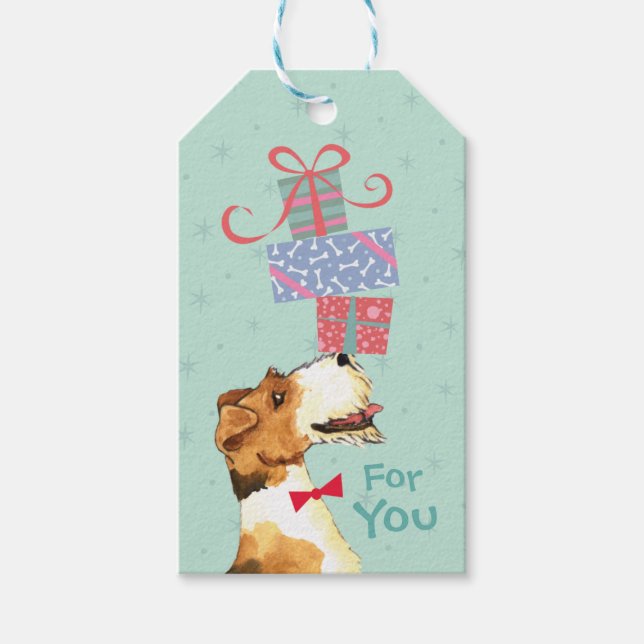 Étiquettes-cadeau Anniversaire Présents Fil Fox Terrier (Devant)
