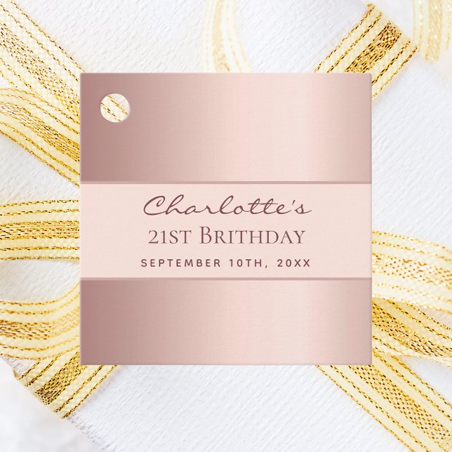 Étiquettes Cadeau Anniversaire rose or élégant merci (Créateur téléchargé)
