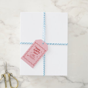 Étiquettes-cadeau Anniversaire rouge et rose