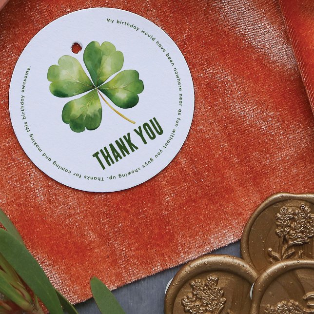 Étiquettes Cadeau Anniversaire Saint Patrick's Day Merci (Créateur téléchargé)