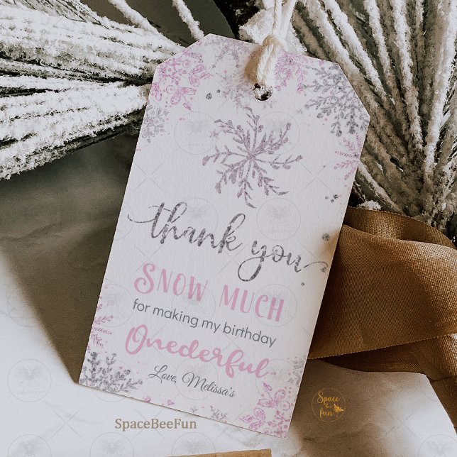 Étiquettes-cadeau Anniversaire Winter Onederland (Winter ONEderland birthday gift tags, snowflake gift tags, winter wonderland party gift tags, frosty)