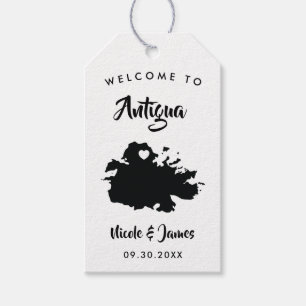 Étiquettes-cadeau Antigua Mariage Welcome Bag Tags, Island Map