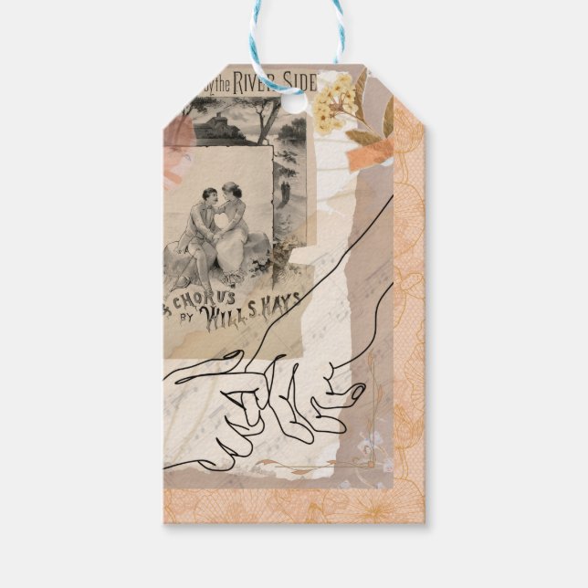 Étiquettes-cadeau Antique Collage Floral Ephemera Lovers Riverside (Devant)