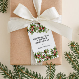 Étiquettes-cadeau Antique Holly Noël