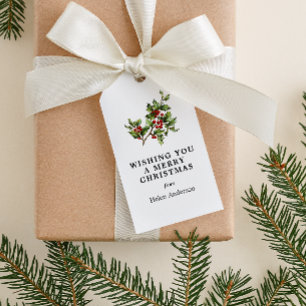 Étiquettes-cadeau Antique Holly Noël