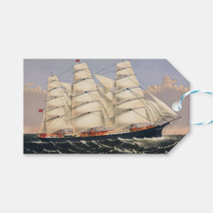 Étiquettes-cadeau Antique Navire de Navigation à Voile Currier & Ive