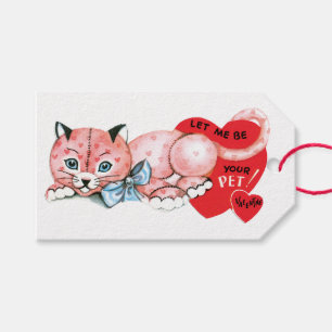 Étiquettes-cadeau Antique Valentine Chat Coeur