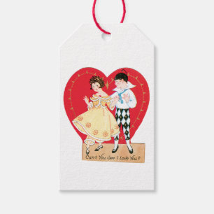 Étiquettes-cadeau Antique Valentine Couple Heart