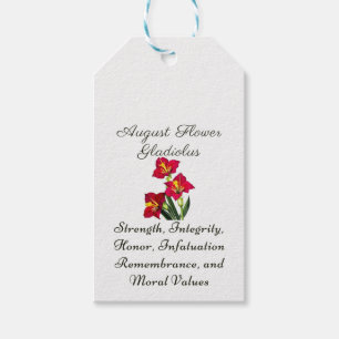 Étiquettes-cadeau Août Mois de naissance Fleur Gladiolus Cadeau de n