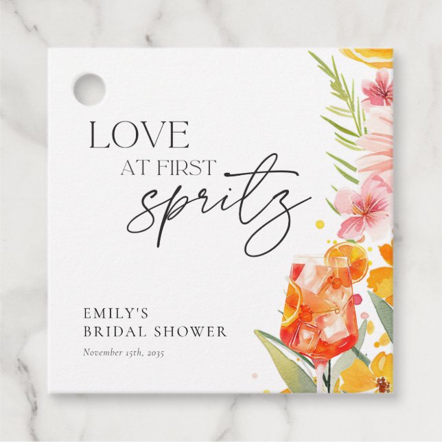 Étiquettes Cadeau Aperol Spritz Aquarelle Shower de Mariage (Devant)
