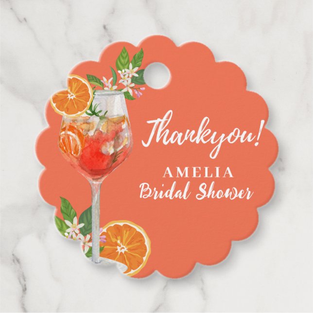Étiquettes Cadeau Aperol spritz Citron Citrus Orange Fête de mariage (Devant)