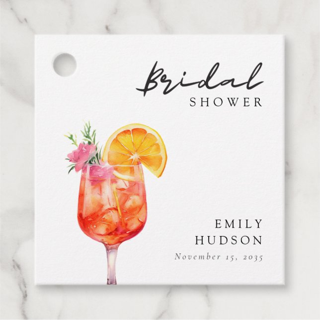 Étiquettes Cadeau Aperol Spritz Floral Mariage de Printemps (Devant)