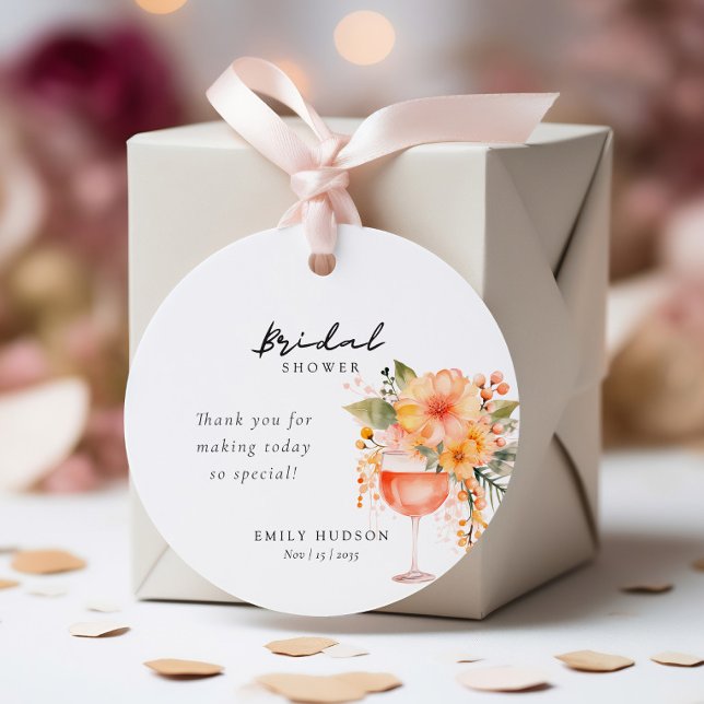 Étiquettes Cadeau Aperol Spritz Floral Réception de Mariage (Créateur téléchargé)