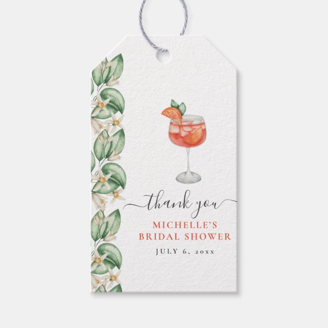 Étiquettes-cadeau Aperol Spritz Orange Fête de Fiançailles (Devant)