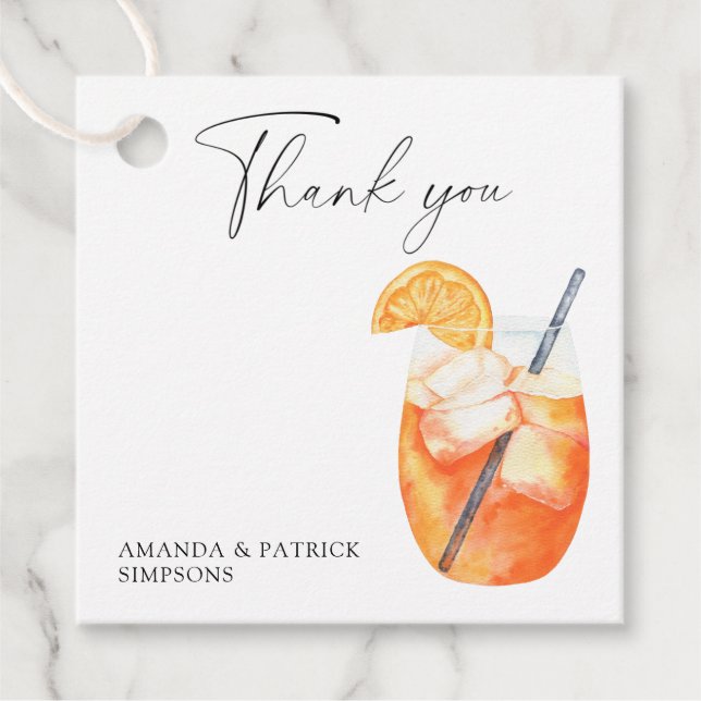 Étiquettes Cadeau Aperol Spritz - Remerciements de mariage (Devant)