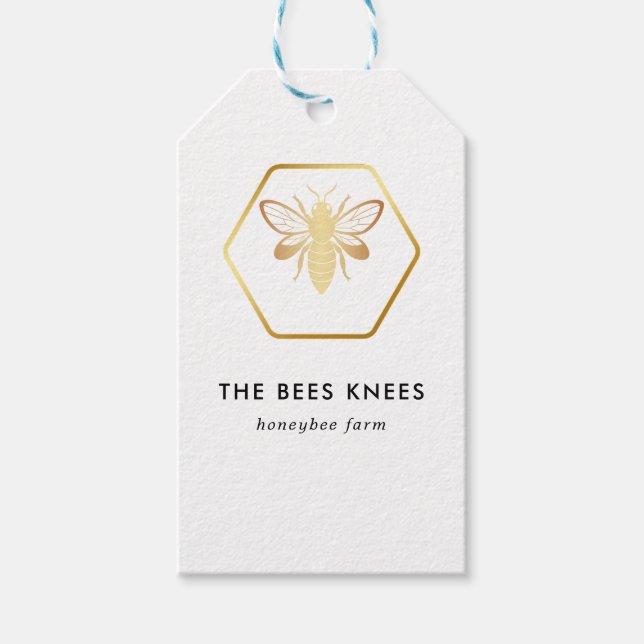 Étiquettes-cadeau Apiculteur de miel doré moderne et élégant (Devant)