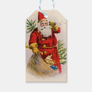 Étiquettes-cadeau Appel Père Noël vintage