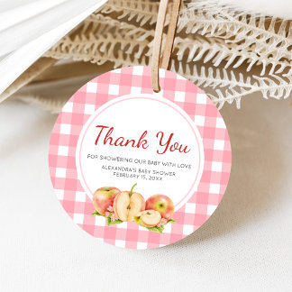 Étiquettes Cadeau Apple of Our Eye Gingham Baby Shower