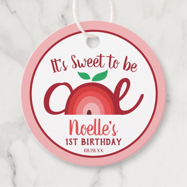 Étiquettes Cadeau Apple Rainbow, Sweet to be One, 1er anniversaire (Devant)