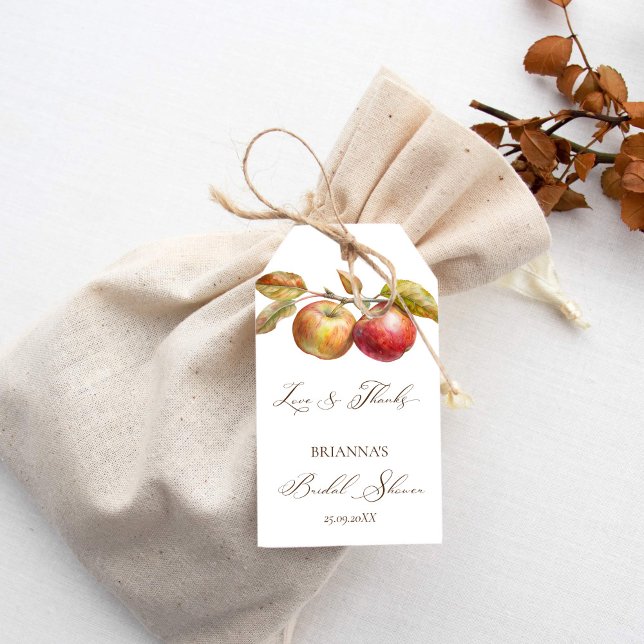 Étiquettes-cadeau Appley toujours après pomme automne nuptiale de do (Appley ever after apple fall bridal shower thank you favor gift tags elegant pair of apples favors)