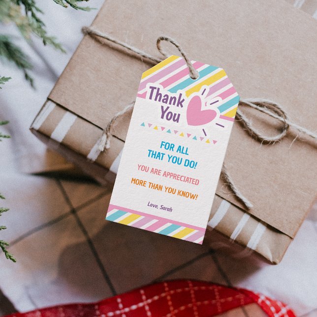 Étiquettes-cadeau Appréciation de l'enseignant de Merci personnalisé (Custom Thank You Teacher Mentor Appreciation Gift Tags)