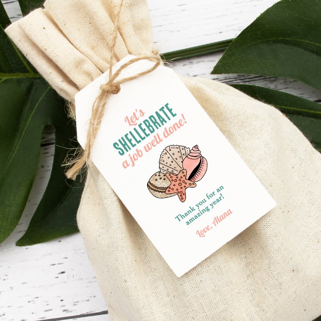 Étiquettes-cadeau Appréciation de l'enseignant d'été Coquillage Merc (Créateur téléchargé)