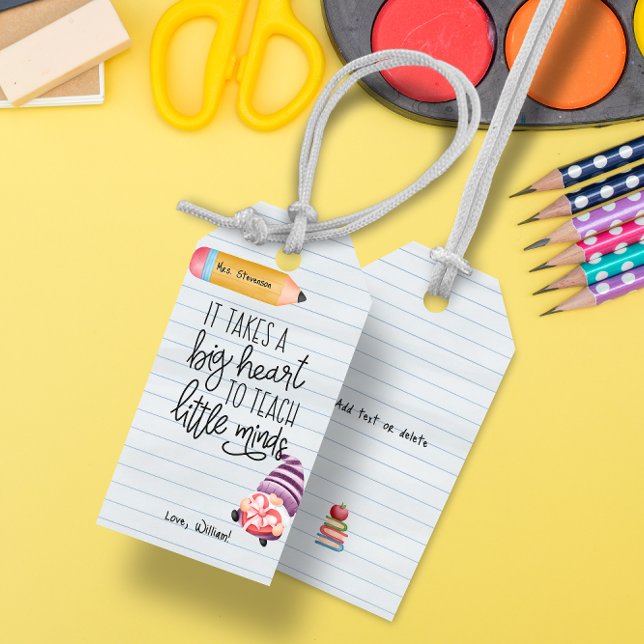 Étiquettes-cadeau Appréciation de l'enseignant Gnome avec coeur (Créateur téléchargé)