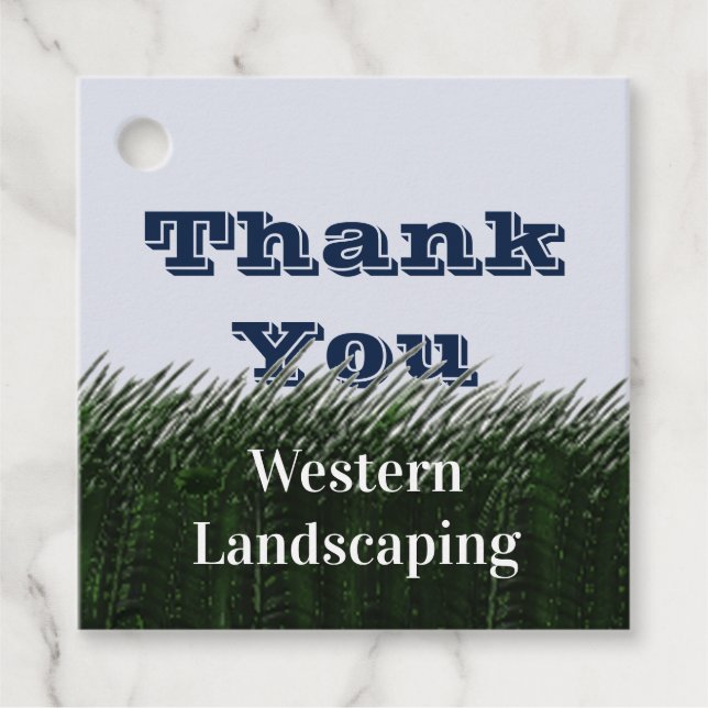 Étiquettes Cadeau Appréciation du client Merci vert en herbe (Devant)