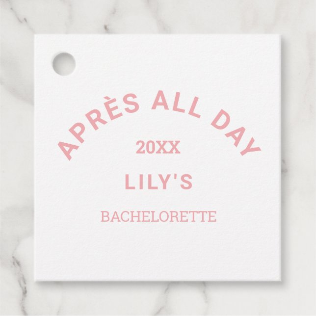 Étiquettes Cadeau Après tout le jour Pink Bachelorette Ski Party car (Devant)