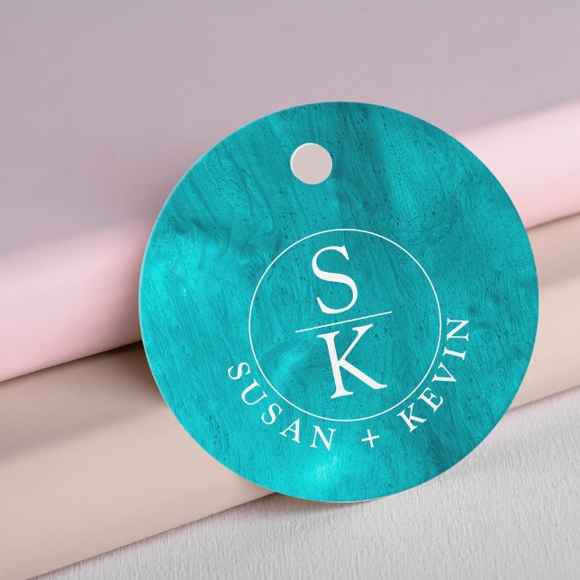 Étiquettes Cadeau Aqua Elegance Turquoise & Turquoise Mariage Aquare (Créateur téléchargé)