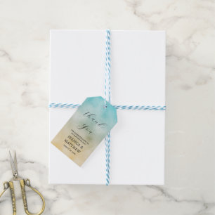 Étiquettes-cadeau Aqua et Gold Ombre Foil
