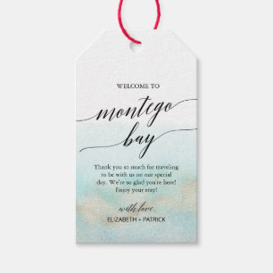 Étiquettes-cadeau Aqua Gold Beach Bienvenue à Montego Bay Mariage