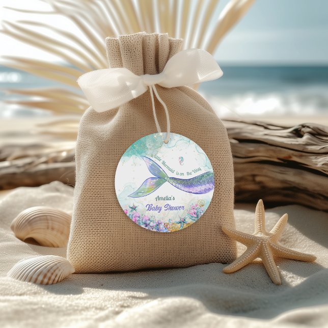 Étiquettes Cadeau Aqua Lilac Mermaid Tail Coastal Charm (Créateur téléchargé)