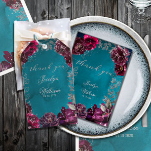Étiquettes-cadeau Aqua Turquoise Merlot Jewel Tone Mariage