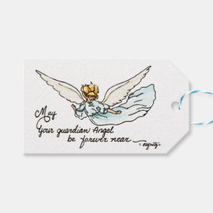 Étiquettes-cadeau Aquarelle Angel Gardien gracieusement près