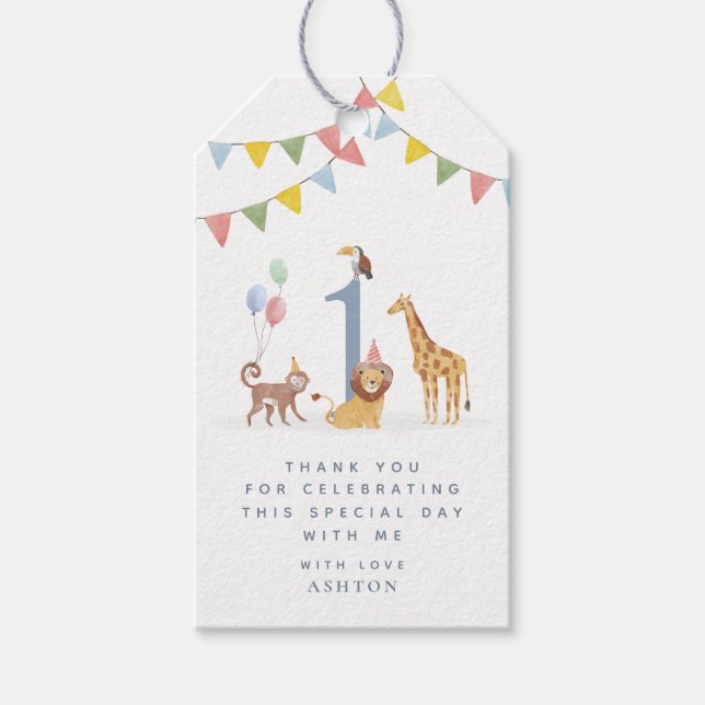 Étiquettes-cadeau Aquarelle Animaux Sauvages Sauvageon Merci (Devant)