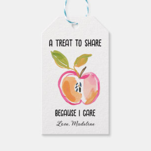 Étiquettes-cadeau Aquarelle Apple "Un défi à partager parce que je m