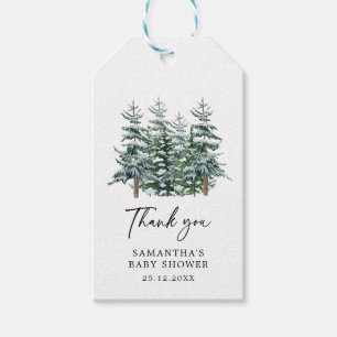 Étiquettes-cadeau Aquarelle Arbre de Noël Baby shower d'hiver