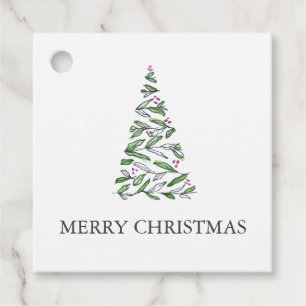 Étiquettes Cadeau Aquarelle Arbre Noël Tags