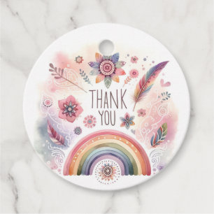 Étiquettes Cadeau Aquarelle Arc-en-ciel Pastel Bohème Merci