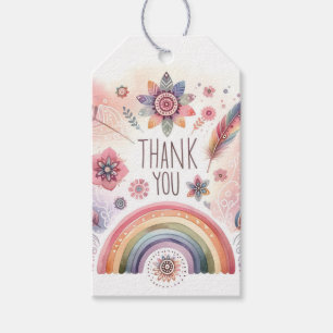 Étiquettes-cadeau Aquarelle Arc-en-ciel Pastel Bohème Merci