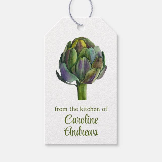 Étiquettes-cadeau Aquarelle Artichot biologique (Devant)