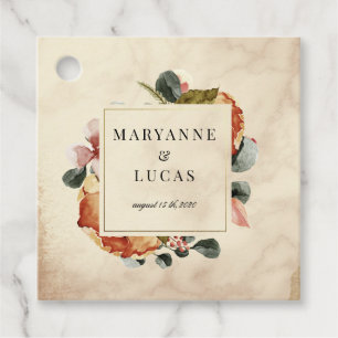 Étiquettes Cadeau aquarelle automne feuillage monogramme merci