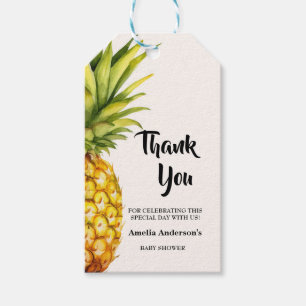 Étiquettes-cadeau Aquarelle Baby shower d'ananas tropical