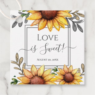 Étiquettes Cadeau Aquarelle Baby shower de tournesol L'amour est dou
