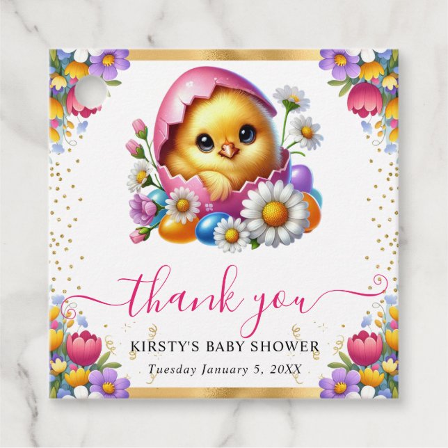 Étiquettes Cadeau Aquarelle Baby shower des fleurs de printemps de p (Devant)