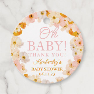 Étiquettes Cadeau Aquarelle baby shower floral Oh Baby Favor Tags