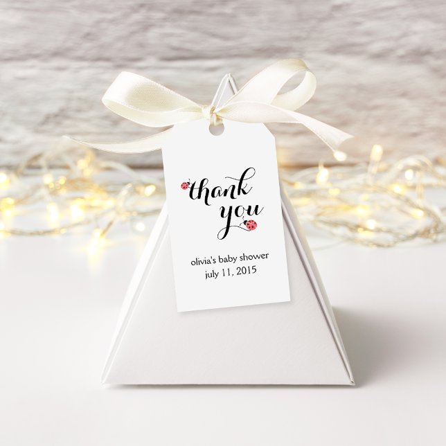 Étiquettes-cadeau Aquarelle Baby shower Ladybug Favoriser les balise (Créateur téléchargé)