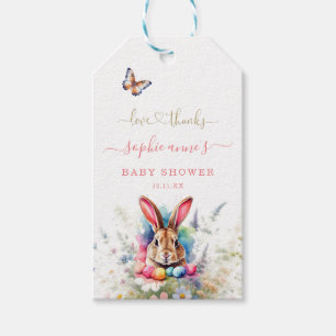 Étiquettes-cadeau Aquarelle Baby shower lapin Fleur sauvage de Pâque